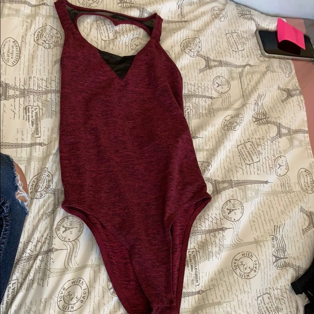 Women’s red and black leotard